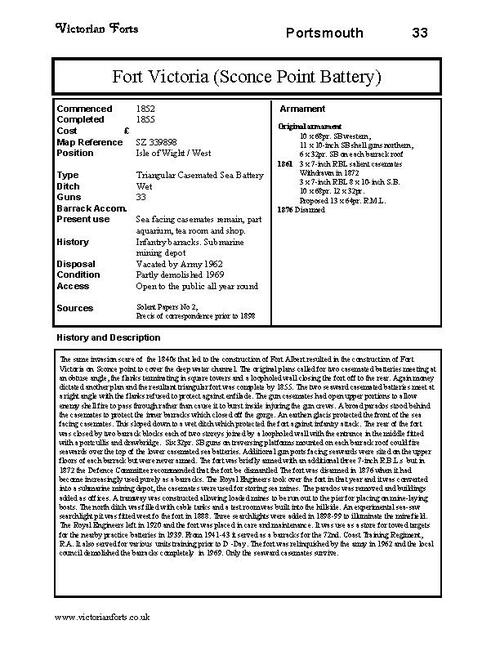 Fort Victoria datasheet